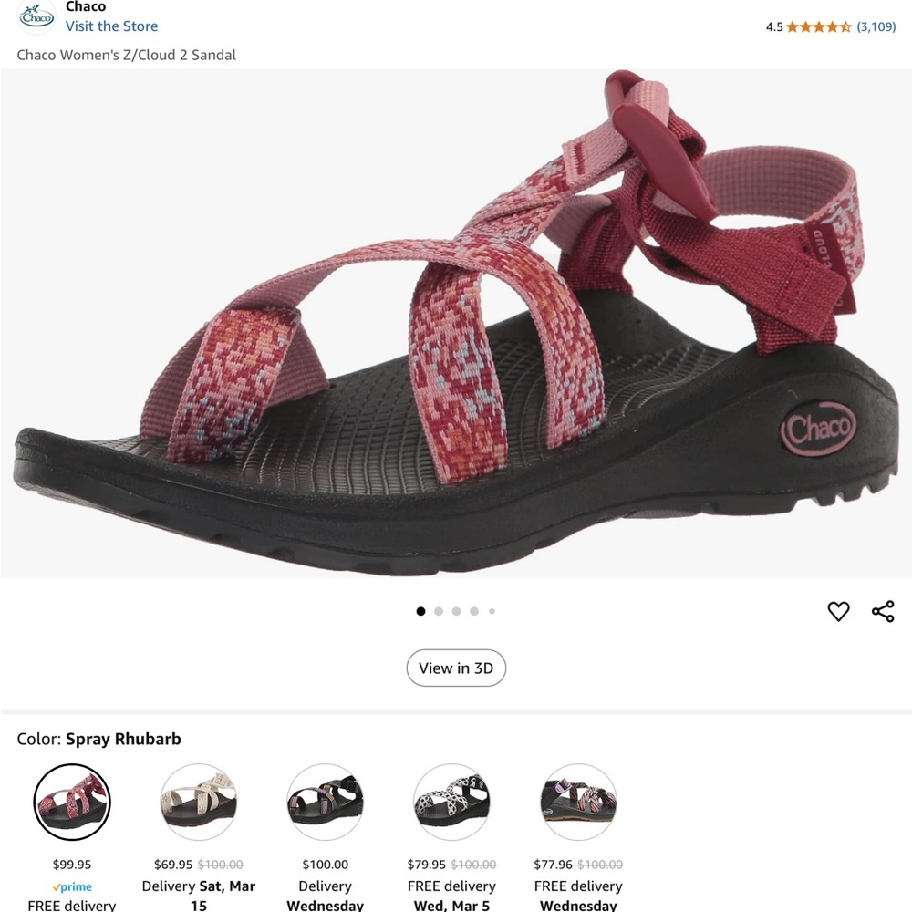 Chaco Zcloud 2 sandals in Spray Rhubarb